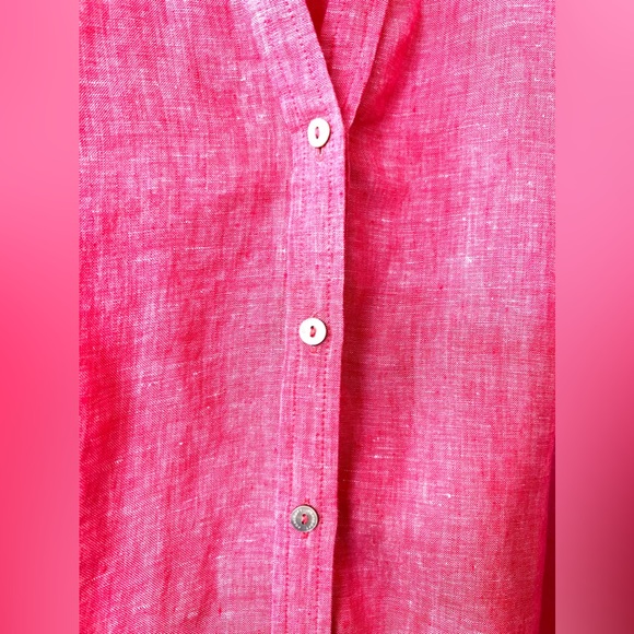 NEW Foxcroft XXL 100% Linen Button Up Shirt Pink Blouse Top - Picture 6 of 11